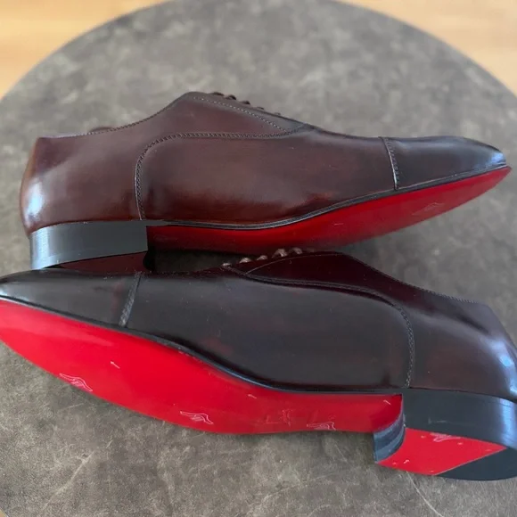 Christian Louboutin Brown Leather Oxfords with Red Sole Greggo - Oxfords - Patinated calf leather - Havane - Men  main image 3